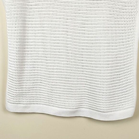 J Jill Textured Open Weave Knit Extended Shoulder Top in White Size SP - Picture 6 of 11